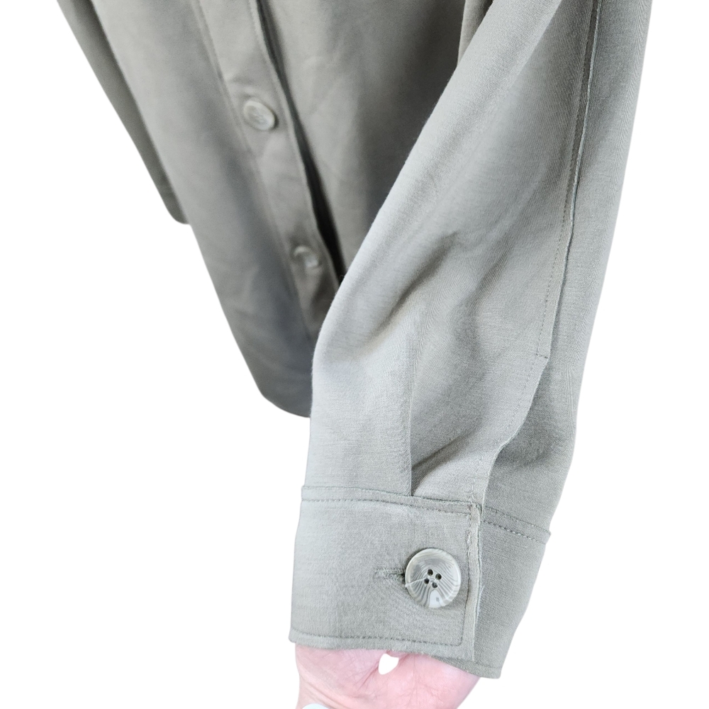 Joie Stretch Utility Shacket Button Down Olive Green Oversized Fit Size XS - Picture 9 of 16